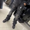 JEANS FASHION NOVA STACKED SKINNY FLARE BLEACH CROC BLACK WASH FNMDD53086