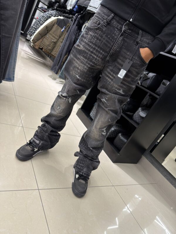 JEANS FASHION NOVA STACKED SKINNY FLARE BLEACH CROC BLACK WASH FNMDD53086