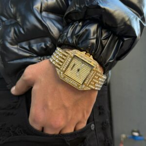 RELOJ KDW DE CUARZO DORADO CON DIAMANTES PARA HOMBRE