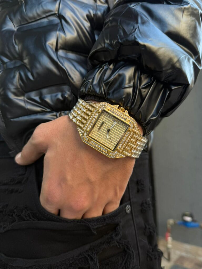 RELOJ KDW DE CUARZO DORADO CON DIAMANTES PARA HOMBRE