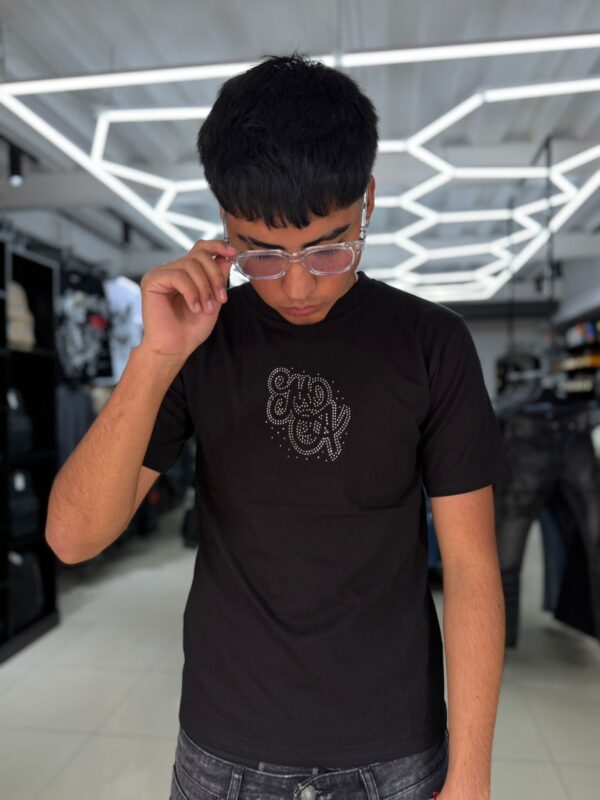 POLERA AMIRI NEGRA BRILLANTE ORIGINALS NIÑO