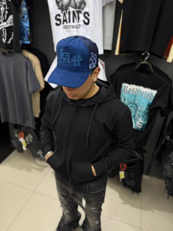 JOCKEY CRUZ LA SEMI CURVO BRILLANTE AZUL CAP PREMIUM
