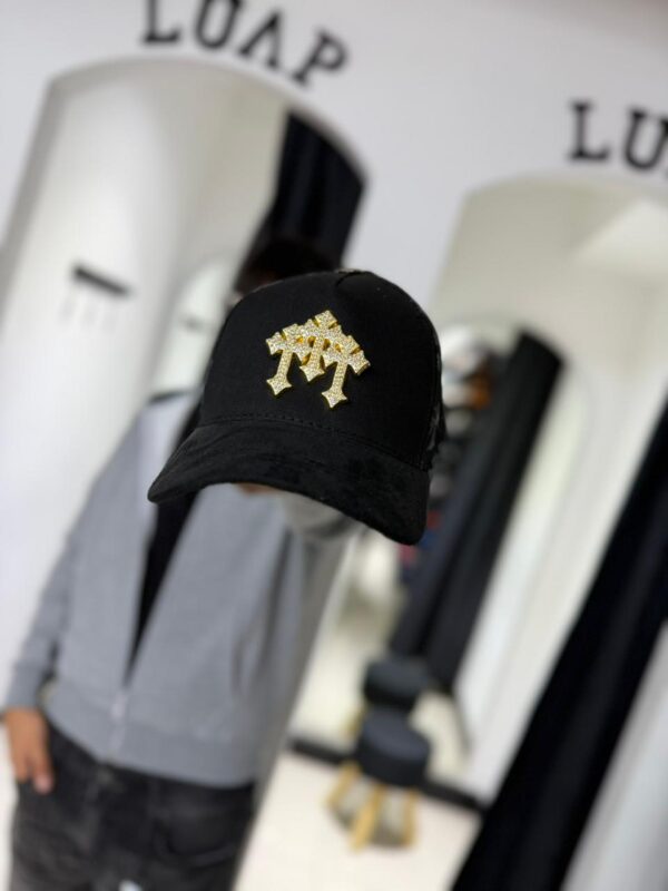 JOCKEY CURVO CHROME HEARTS BLACK CRUZ HEBILLA DORADA-GAMUZA