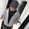 JOCKEY CURVO LA CHROME HEARTS GRIS CRUZ - GAMUZA BRILLANTE