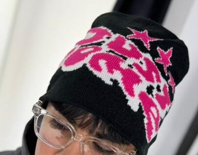 GORRO DE LANA JUST DOME NEGRO-ROSADO