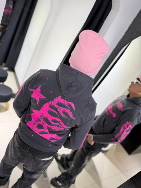 GORRO DE LANA ARAÑA ROJO-ROSADO