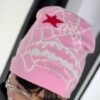 GORRO DE LANA TELA ARAÑA Y ESTRELLA ROSADO
