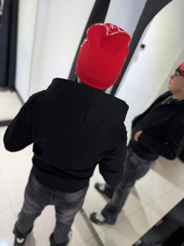 GORRO DE LANA TELA ARAÑA ROJO