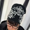 GORRO DE LANA DISEÑO CHROME HEARTS NEGRO