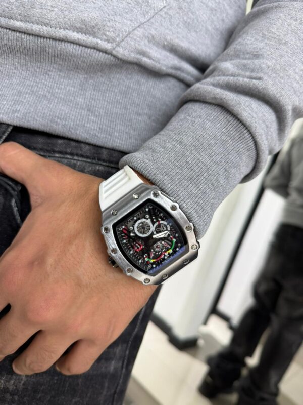 RELOJ KADIBIN BLANCO Y METALICO GRIS