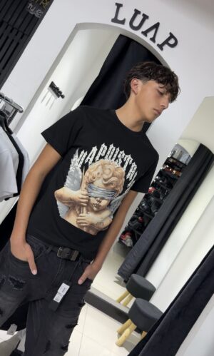 POLERA ANGEL LUAP DISTRICT BRILLO REGULAR FIT NEGRO