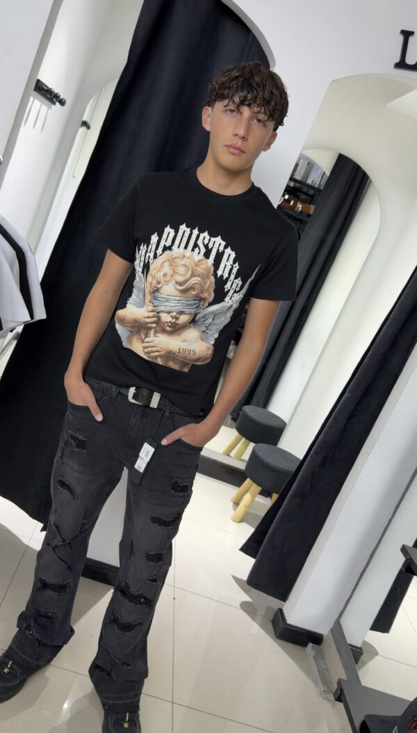 POLERA ANGEL LUAP DISTRICT BRILLO REGULAR FIT NEGRO