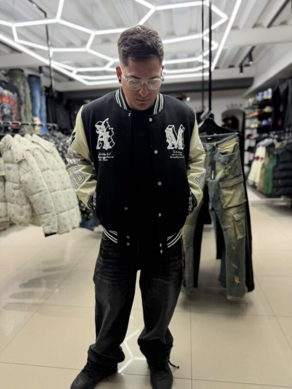 CHAQUETA AM NEGRO-BLANCO CUERINA JH97003