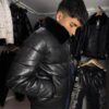 CHAQUETA CUERO NEGRO PELUDO 2636