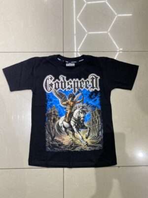 POLERA GODSPEED CABALLO Y ANGEL NEGRO Y AZUL BRILLANTE