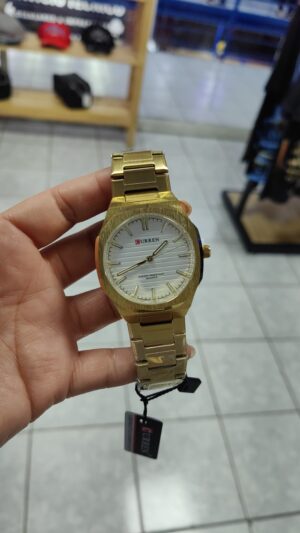 RELOJ CURREN METALIZADO DORADO Y BLANCO