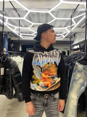 POLERON EMOTION NEGRO BRILLO NEGRO Y AZUL ANGEL MOTO