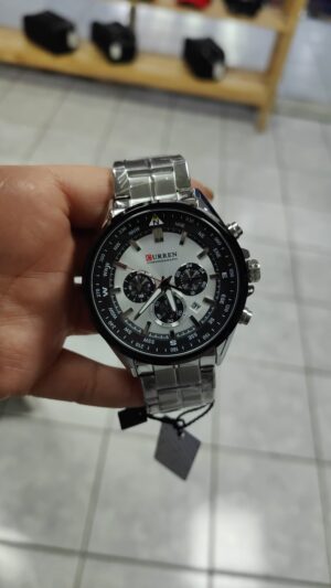 RELOJ CURREN METALIZADO SILVER Y BLACK REDONDO